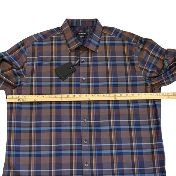 Bugatchi Dress Shirt Mens Size 2XL Brown Plaid Classic Fit Button Up Long Sleeve - Picture 10 of 11